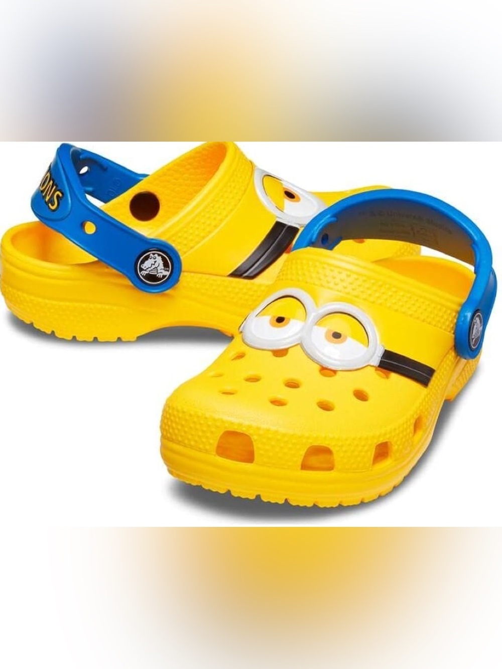 CROCS Kids Yellow Minions Clog Sandals with Blue Strap